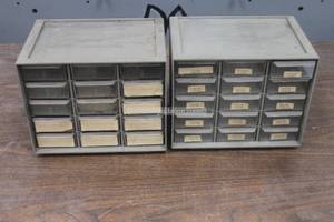 lot 94 image: TOTAL OF 2 AKRO MILS 15 BINS&nbsp SMALL PARTS HARDWARE STORAGE&nbsp WALL CONTAINERS , 9 W X 7D X 7 12 H WITH CONTENTS  SEE PICS&nbsp