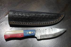 lot 59 image: DAMACUS STEEL TEXAS HANDLE KNIFE&nbsp 8 L WITH LEATHER SHEATH&nbsp