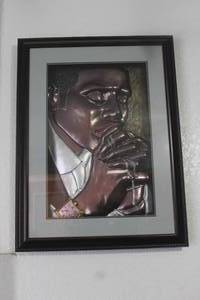 lot 70 image: TIME WELL SPENT 3-D EMBOSSED AFRICAN AMERICAN MAN&nbsp PRAYING&nbsp FRAMED WALL ART 32 H X 24 W&nbsp