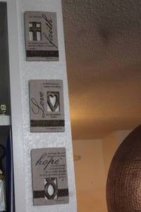 lot 75 image: FAITH, LOVE , HOPE , DECORATIVE WALL PLAQUES FEATURING BIBLE VERSES , 9 12 H X 6 W&nbsp