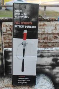 lot 163 image: FUEL TRANSFER&nbsp 2.2 GALLON PER MIN BATTERY POWERED PUMP IN ORIGINAL BOX&nbsp