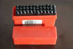 lot 175 image: 36 PC 18 STEEL NUMBERLETTER 3MM STAMPS&nbsp 953NLS&nbsp IN ORIGINAL CASE&nbsp