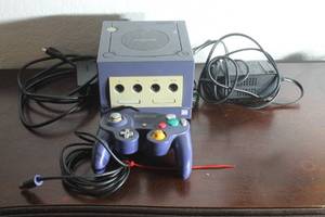 lot 4 image: NINTENDO GAMECUBE CONSOLE&nbsp DOL-001 WITH POWER ADAPTER &amp CONTROLLER