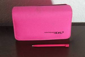 lot 170 image: NINTENDO DS LITE PINK STORAGE HANDHELD CONSOLE&nbsp CASE WITH CARTRIDGE GAME STORAGE &amp STYLUS&nbsp
