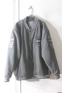 lot 40 image: SPRINGFIELD CLASSIC EDITION DELUXE BY RAW BLUE , VARSITY JACKET WITH ALL CONQUERING TRIUMPHANT STANDING PATCH ,SIZE 3XL&nbsp