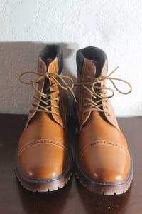 lot 69 image: DAVID STONE&nbsp 032946 LEATHER OXFORD LACE UP TAN ANKLE MEN&nbsp BOOTS , 14M&nbsp
