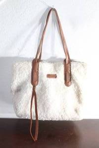 lot 79 image: DIEWEIER WHITE FAUX FUR SHOULDER BAG , 16 W X 10 H&nbsp