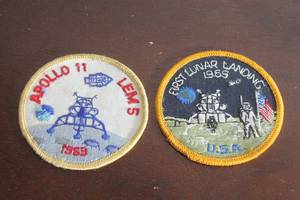 lot 103 image: TOTAL OF 2&nbsp VINTAGE APOLLO 11 MISSION PATCHES COMMEMORATING THE FIRST LUNAR LANDING IN 1969&nbsp