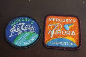 lot 106 image: NASA MERCURY -ATLAS 6 FRIENDSHIP&nbsp GLENN&nbsp &amp&nbsp NASA MERCURY -ATLAS AURORA 7&nbsp CARPENTERE MISSION PATCHES, 3&nbsp&nbsp