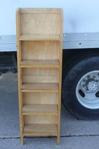lot 164 image: FIVE TIER WOOD DISPLAY COLLAPSIBLE NARROW SHELVING UNIT&nbsp