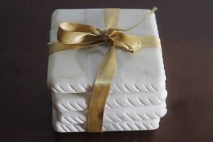 lot 201 image: SET OF 4 SQUARE MARBLE 4 COASTER&nbsp