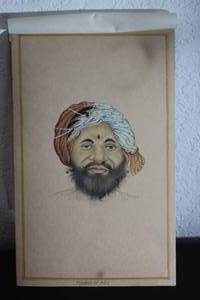 lot 205 image: VINTAGE TURBAN OF ABU HAND PAINTING ART ON PAPER , 12 X 7 12&nbsp