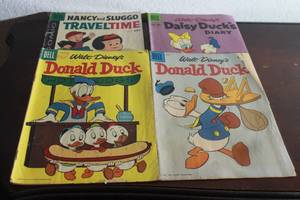 lot 247 image: TOTAL OF 4 VINTAGE&nbsp - DELL WALT DISNEYS&nbsp DONALD DUCK COMICS , 1957 195819591961&nbsp