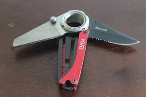lot 48 image: MUSTARD KVD 2-BLADE ANGLERS TACTICAL KNIFE&nbsp
