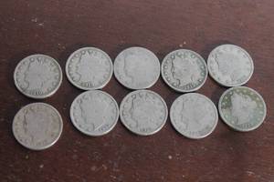 lot 47 image: TOTAL OF 10-&nbsp 1910 LIBERTY HEAD V NICKELS&nbsp