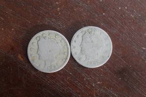 lot 42 image: TOTAL OF 2 - 1897 LIBERTY HEAD V NICKELS&nbsp