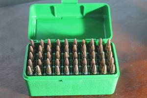 lot 25 image: LOT OF ASSORTED BRAND 223 WITH GREEN STORAGE CASE 50PC - HORNADY , WINCHESTER, REM&nbsp