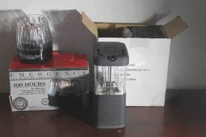 lot 17 image: SET OF 2 LAMP LIGHT INDOOR EMERGENCY LIGHTING &amp SET OF 2&nbsp POWER GUARD 15 LED LANTERNS&nbsp