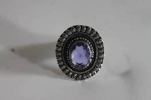 lot 22 image: GERMAN SILVER AMETHYST RING SIZE 9