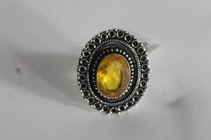 lot 24 image: GERMAN SILVER CITRINE RING SIZE 6