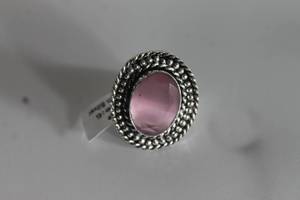 lot 25 image: GERMAN SILVER PINK SELENITE RING SIZE 6