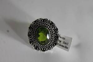 lot 30 image: GERMAN SILVER PERIDOT RING SIZE 7