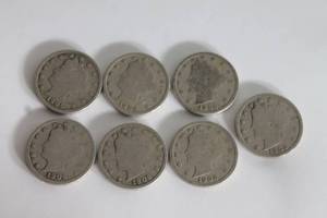 lot 63 image: TOTAL 7 1906 V&nbsp NICKLE CENTS