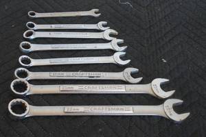 lot 68 image: LOT OF 8 CRAFTSMAN ASSORTED SIZE&nbsp MM COMBONATION WRENCHES
