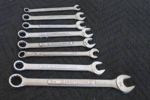 lot 69 image: LOT OF 8 CRAFTSMAN ASSORTED SIZE&nbsp SAE COMBONATION WRENCHES