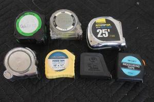 lot 92 image: LOT OF 7 ASSORTED SIZE TAPE MEASURES