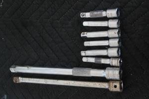 lot 142 image: TOTAL OF 8 ASSORTED BRAND&nbsp 12 &amp 38 RATCHET SOCKET EXTENSIONS&nbsp