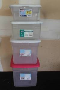 lot 151 image: TOTAL OF 4 STORAGE CONTAINERS WITH LIDS , STERILITE &amp HOUSE ESSENTIALS  SEE PICS&nbsp