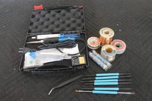 lot 205 image: SOLDERING IRON WITH LOT OF SOLDER AND ACCESSORIES IN CARRY CASE&nbsp