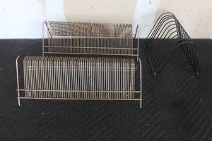lot 208 image: TOTAL OF 3&nbsp BRASS PLATED  BLACK&nbsp MID CENTURY MODERN VINTAGE RECORD LP VINYL RECORDS STORAGE  SEE PICS&nbsp
