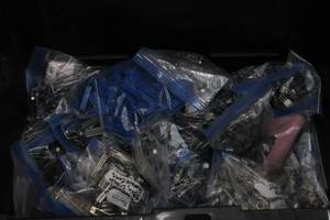 lot 81 image: MISC LOT OF ELECTRICAL COMPONENTS FOR RESALE SEE PICS TOTE INCLUDED