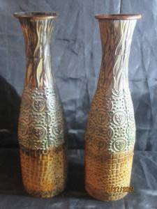 lot 47 image: 2 METAL DCOR VASES
