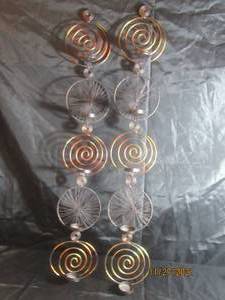 lot 48 image: 2 METAL TEA LIGHT CANDLE HOLDERS 38 TALL EACH HOLDS 5 CANDLES