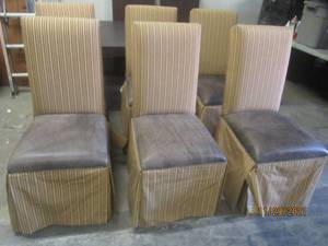 lot 147 image: 6 CUSHION SEAT DINING CHAIRS