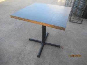 lot 259 image: WOOD TOP TALE WITH METAL BASE