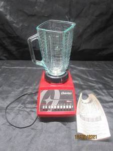 lot 300 image: OSTERIZER RED BLENDER , NEED REPLACEMENT LID