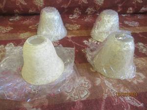 lot 68 image: 4 CREAM MOTTED SCAVO GLASS CEILING FAN LIGHTING SHADE COVERS