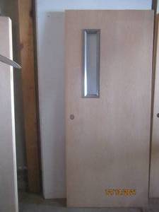 lot 118 image: COMMERCIAL DOOR WITH WINDOW CUT OUT NO GLASS 7FT T X 3FTW