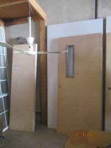lot 119 image: COMMERCIAL DOOR WITH WINDOW CUT OUT NO GLASS 7FT T X 3FTW