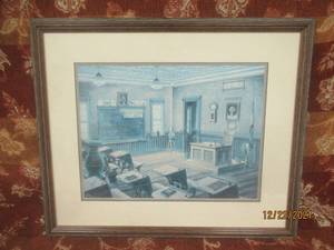 lot 130 image: VINTAGE WOOD FRAMED ART PRINT SIGNED BY SOUNDERS