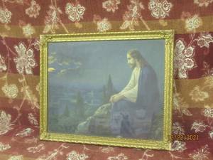 lot 131 image: VINTAGE JESUS MOUNT OLIVES GARDEN GETHSEMANE ORNATE FRAME