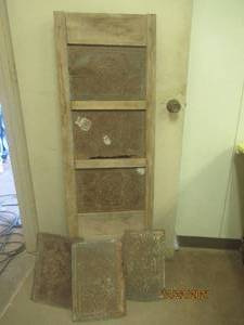 lot 144 image: ANTIQUE PIE SAFE DOOR WITH PUNCH TIN PANELS WITH 3 EXTRA PANELS