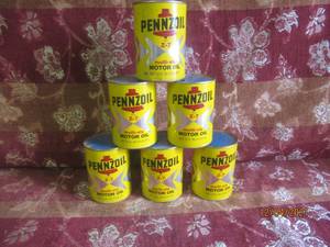 lot 155 image: VINTAGE PENNZOIL 32OZ OIL CANS ALL SEALED 6PCS