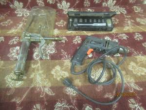 lot 339 image: 3 TOOLS DRILL, GREASE GUN AND RACHET SET