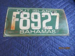 lot 1 image: VINTAGE  ISLANDS BAHAMAS LICENSE PLATE