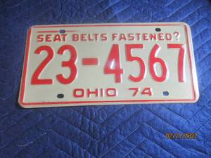 lot 24 image: VINTAGE OHIO 1974 LICENSE PLATE